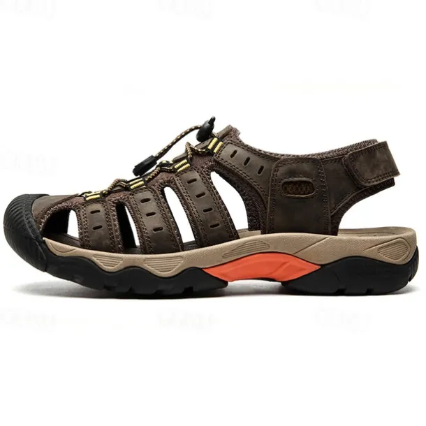 Men's Outdoor Hiking Sandals - Breathable Closed-Toe Design, Adjustable Lace-Up Straps, Anti-Slip Sole, Comfortable Summer Footwear for Trekking and Camping
