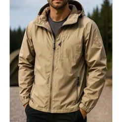 Men's Outdoor Jacket Hiking Jacket Sport Jacket Outdoor Waterproof Windproof Breathable Quick Dry Hiking Outfits Hiking Clothes Spring Autumn / Fall Jacket Tennis Golf Running Solid Color Black Army