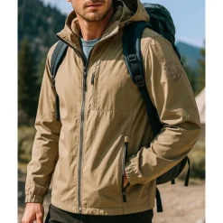 Men's Outdoor Jacket Hiking Jacket Sport Jacket Outdoor Waterproof Windproof Breathable Quick Dry Hiking Outfits Hiking Clothes Spring Autumn / Fall Jacket Tennis Golf Running Solid Color Black Army