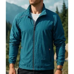 Men's Outdoor Jacket Hiking Jacket Sport Jacket Outdoor Waterproof Windproof Breathable Quick Dry Hiking Outfits Hiking Clothes Spring Autumn / Fall Jacket Tennis Golf Running Solid Color Dark Grey