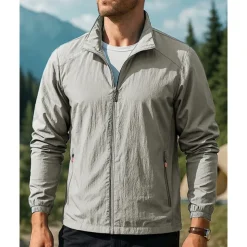 Men's Outdoor Jacket Hiking Jacket Sport Jacket Outdoor Waterproof Windproof Breathable Quick Dry Hiking Outfits Hiking Clothes Spring Autumn / Fall Jacket Tennis Golf Running Solid Color Dark Grey