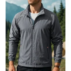 Men's Outdoor Jacket Hiking Jacket Sport Jacket Outdoor Waterproof Windproof Breathable Quick Dry Hiking Outfits Hiking Clothes Spring Autumn / Fall Jacket Tennis Golf Running Solid Color Dark Grey