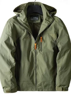 Men's Outdoor Jacket Transition Jacket Daily Wear Windproof Quick Dry Spring & Fall Solid Color Casual Daily Lapel Regular Loose Fit Black Blue Khaki Army Green Gray Jacket