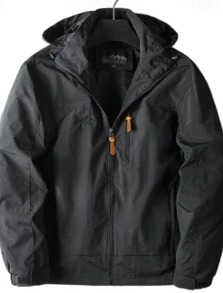 Men's Outdoor Jacket Transition Jacket Daily Wear Windproof Quick Dry Spring & Fall Solid Color Casual Daily Lapel Regular Loose Fit Black Blue Khaki Army Green Gray Jacket