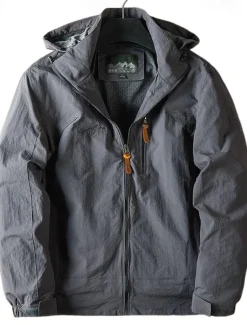 Men's Outdoor Jacket Transition Jacket Daily Wear Windproof Quick Dry Spring & Fall Solid Color Casual Daily Lapel Regular Loose Fit Black Blue Khaki Army Green Gray Jacket