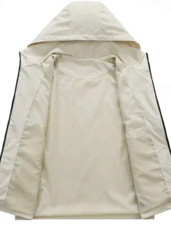 Men's Outdoor Jacket Zipper Pocket Multiple Pockets Spring Fall Winter Solid Color Sports Neutral Hooded Black White Army Green Rose Red Jacket