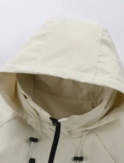 Men's Outdoor Jacket Zipper Pocket Multiple Pockets Spring Fall Winter Solid Color Sports Neutral Hooded Black White Army Green Rose Red Jacket