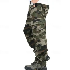 Men's Outdoor Pants Cargo Pants Hiking Pants Trousers Military Camouflage Outdoor Regular Fit Waterproof Breathable Quick Dry Pants / Trousers Forest Green Black+Grey Cotton Hunting Climbing Camping