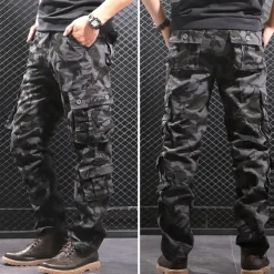 Men's Outdoor Pants Cargo Pants Hiking Pants Trousers Military Camouflage Outdoor Regular Fit Waterproof Breathable Quick Dry Pants / Trousers Forest Green Black+Grey Cotton Hunting Climbing Camping