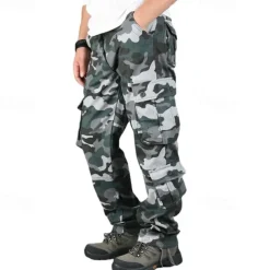 Men's Outdoor Pants Cargo Pants Hiking Pants Trousers Military Camouflage Outdoor Regular Fit Waterproof Breathable Quick Dry Pants / Trousers Forest Green Black+Grey Cotton Hunting Climbing Camping