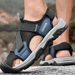Men's Outdoor Sport Sandals with Adjustable Velcro Straps, Breathable Mesh Upper and Durable Sole for Hiking, Beach and Casual Summer Activities