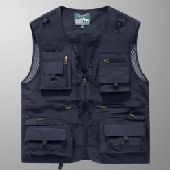 Men's Outdoor Vest Hiking Vest Sleeveless Vest Zipper Pocket Basic Outdoor Fishing Regular Multi-Pockets Comfortable Summer Spring Solid Color Black Army Green Burgundy Blue Puffer Jacket