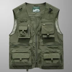 Men's Outdoor Vest Hiking Vest Sleeveless Vest Zipper Pocket Basic Outdoor Fishing Regular Multi-Pockets Comfortable Summer Spring Solid Color Black Army Green Burgundy Blue Puffer Jacket