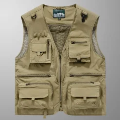 Men's Outdoor Vest Hiking Vest Sleeveless Vest Zipper Pocket Basic Outdoor Fishing Regular Multi-Pockets Comfortable Summer Spring Solid Color Black Army Green Burgundy Blue Puffer Jacket