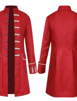 Men's Overcoat Peacoat Coat Performance Party Evening Vintage Style Spring Fall Special Design Antique Vintage Retro Long Jacquard medieval men's clothing [white] Jacquard medieval men's clothing