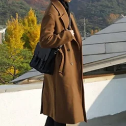 Men's Overcoat Trench Coat Long Trench Coat Vacation Daily Fall & Winter Polyester Thermal Warm Windproof Outerwear Clothing Apparel Fashion Classic Plain Pocket Lapel Double Breasted