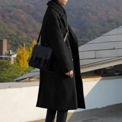 Men's Overcoat Trench Coat Long Trench Coat Vacation Daily Fall & Winter Polyester Thermal Warm Windproof Outerwear Clothing Apparel Fashion Classic Plain Pocket Lapel Double Breasted