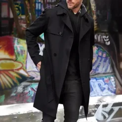 Men's Overcoat Trench Coat Long Trench Coat Daily Vacation Fall & Winter Polyester Windproof Soft Outerwear Clothing Apparel Fashion Classic Plain Pocket Lapel Double Breasted