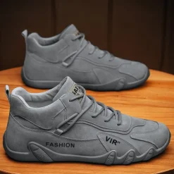 Men's Oxfords Walking Casual Daily Faux Leather Warm Lace-up Black khaki Grey Spring Fall