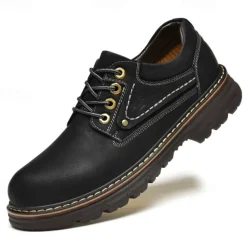 Men's Oxfords Work Sneakers Vintage Business Classic Daily Office & Career Leather Waterproof Slip Resistant Lace-up Black Brown Fall Winter