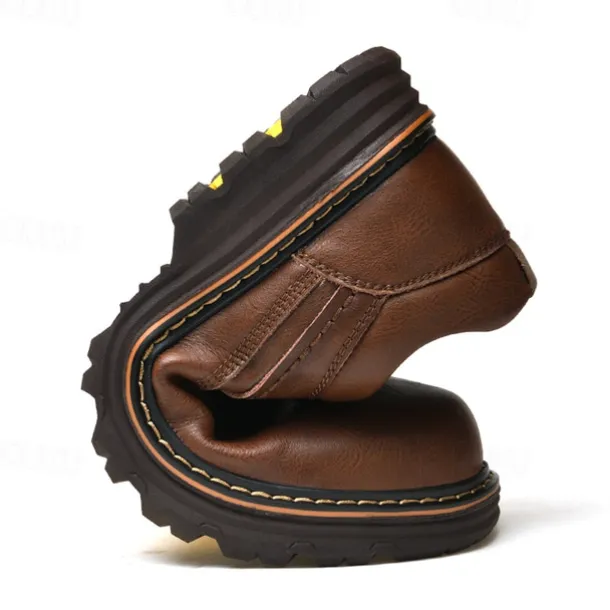 Men's Oxfords Work Sneakers Vintage Business Classic Daily Office & Career Leather Waterproof Slip Resistant Lace-up Black Brown Fall Winter