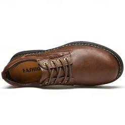 Men's Oxfords Work Sneakers Vintage Business Classic Daily Office & Career Leather Waterproof Slip Resistant Lace-up Black Brown Fall Winter