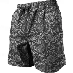 Men's Paisley Gradient Sweat Shorts Beach Shorts Terry Shorts Mid Waist Casual Athleisure Daily Holiday Streetwear Drawstring Elastic Waist 3D Print Designer Clothing Apparel