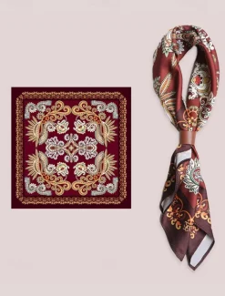 Men's Paisley Print Square Neck Scarf with Leather Buckle, Vintage Style Polyester Bandana for Outdoor Travel, Parties and Daily Fashion