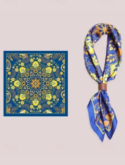 Men's Paisley Print Square Neck Scarf with Leather Buckle, Vintage Style Polyester Bandana for Outdoor Travel, Parties and Daily Fashion
