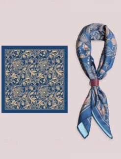 Men's Paisley Print Square Neck Scarf with Leather Buckle, Vintage Style Polyester Bandana for Outdoor Travel, Parties and Daily Fashion