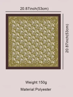 Men's Paisley Print Square Neck Scarf with Leather Buckle, Vintage Style Polyester Bandana for Outdoor Travel, Parties and Daily Fashion