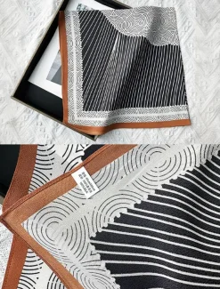 Men's Paisley Print Square Neck Scarf with Leather Buckle, Vintage Style Polyester Bandana for Outdoor Travel, Parties and Daily Fashion