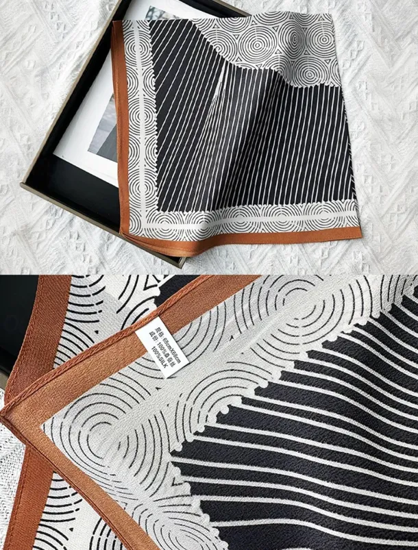 Men's Paisley Print Square Neck Scarf with Leather Buckle, Vintage Style Polyester Bandana for Outdoor Travel, Parties and Daily Fashion