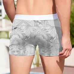 Men's Palm Leaf Tropical Plants Swim Trunks Swim Shorts Board Shorts Mid Waist 3D Print Hawaiian Surfing Holiday Beach Drawstring with Mesh lining Elastic Waist Designer Clothing Apparel