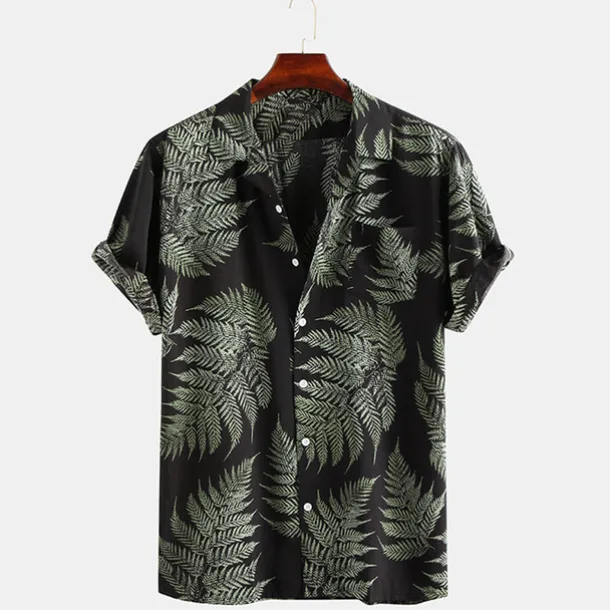 Men's Palm Leaf Tropical Plants Shirt Summer Hawaiian Shirt Camp Collar Shirt Short Sleeve Shirt Collar Turndown Fashion Hawaiian Designer Outdoor Vacation Street Yellow Pink Green Print S M L