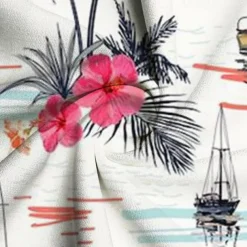 Men's Palm Tree Sailboat Tropical Plants Shirt Summer Hawaiian Shirt Aloha Shirt Short Sleeve Shirt Turndown Vacation Hawaiian Resort Style Outdoor Vacation Beach Black White S M L