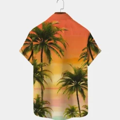 Men's Palm Tree Tropical Plants Shirt Summer Hawaiian Shirt Aloha Shirt Short Sleeves Shirt Turndown Tropical Fashion Hawaiian Outdoor Street Hawaiian Red Blue Orange S M L