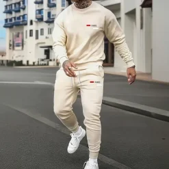 Men's Paris 2pcs 3D Sweatshirt Sets Tracksuit Pullover Sweatshirt Long Sleeve Long pants Crew Neck Sporty Casual Daily Casual 3D Print Spring Fall Winter Black Blue Red