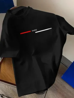 Men's Paris T Shirt 100% Cotton Short Sleeve Graphic Shirt Heather Gray Black Comfortable Tee Street Holiday Fashion Designer Clothing