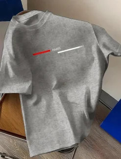 Men's Paris T Shirt 100% Cotton Short Sleeve Graphic Shirt Heather Gray Black Comfortable Tee Street Holiday Fashion Designer Clothing