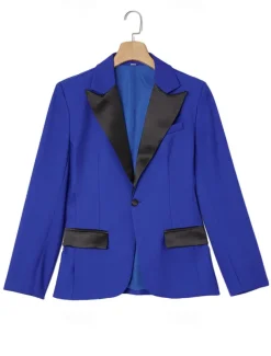 Men's Party Fall Wedding Suits Navy Blue Royal Blue Dress Solid Colored Standard Fit 3 Piece Single Breasted Two-buttons