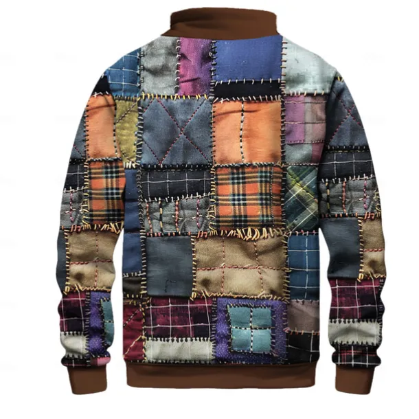 Men's Patchwork Sweatshirt Sweatshirt Long Sleeve Sweatshirt Crew Neck Fashion Daily Simple Print Vacation Holiday Going out Buttons Winter