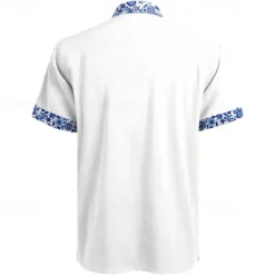 Men's Pattern Beach Shirt Button Up Shirt Short Sleeve Hawaiian Casual Vacation Daily Summer Spring Turndown Collared Shirts Button Up 3D Print White