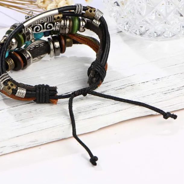 Men's 1PC Cuff Links Leather Bracelet Memory Wire Bracelets Gift Daily Classic Retro Punk Classic Black / Silver Red / Orange Light Brown