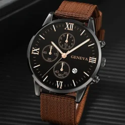 Men's 4pcs/Set Quartz Watch for Men Analog Quartz Retro Stylish Chronograph Alloy Nylon Sport Style Watches