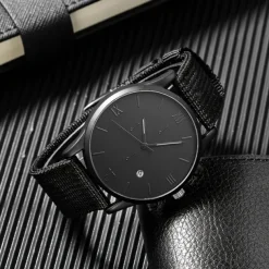 Men's 4pcs/Set Quartz Watch for Men Analog Quartz Retro Stylish Chronograph Alloy Nylon Sport Style Watches