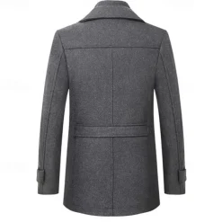 Men's Peacoat Trench Coat Daily Vacation Fall & Winter Polyester Thermal Warm Outerwear Clothing Apparel Fashion Classic Plain Pocket Lapel Zipper