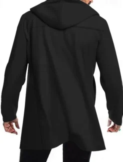 Men's Peacoat Trench Coat Daily Vacation Fall & Winter Polyester Soft Outerwear Clothing Apparel Fashion Classic Plain Pocket Hooded Double Breasted