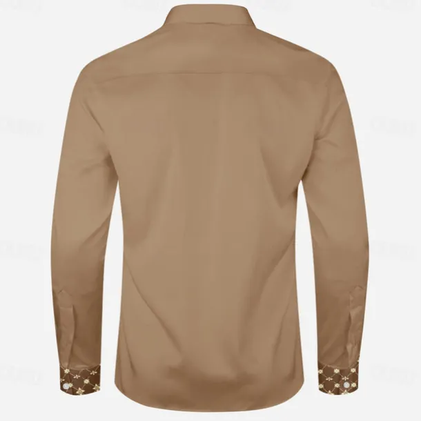 Men's Pentagram Western Shirt Cowboy Shirt Long Sleeve Western Sport Spring Fall Turndown Patchwork Dark Brown Brown