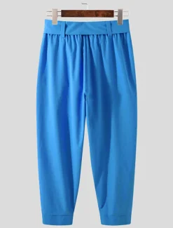 Men's Pink Pants Cropped Pants Harem Pants Casual Pants Pocket Elastic Waist Plain Comfort Breathable Ankle-Length Casual Daily Holiday Stylish Classic Style Black Pink